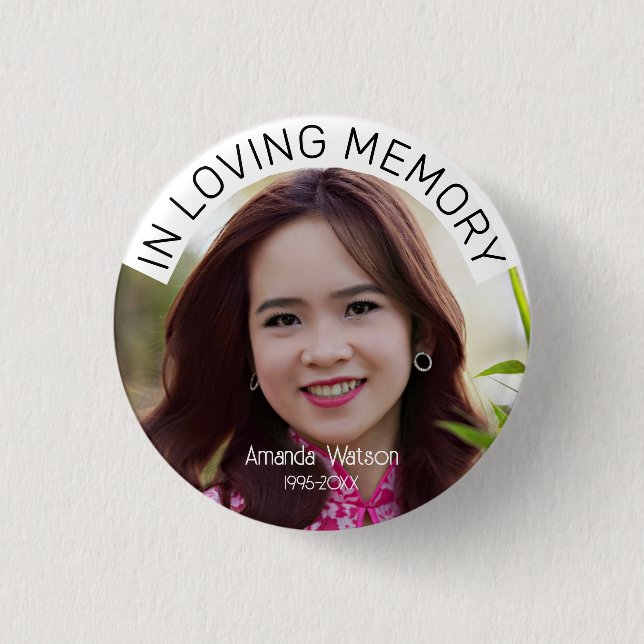  Memorial Tribute Modern In loving memory 3 Cm Round Badge (Front)