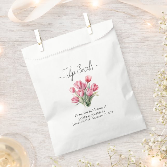 Memorial Tulip Seed Funeral  Favour Bag (Clipped)