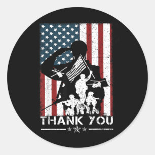 Memorial Veterans Day Thank You Military We Forget Classic Round Sticker
