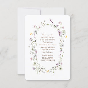 Memorial Watercolor Floral and Foliage Botanicals Thank You Card