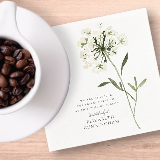 Memorial Watercolor Flower Botanicals Elegant Chic Napkin (Creator Uploaded)
