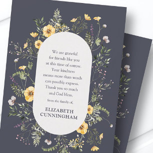 Memorial Watercolor Foliage and Floral Botanicals Thank You Card