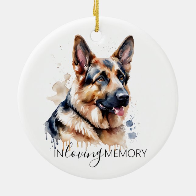memorial watercolour German Shepherd ornament (Back)