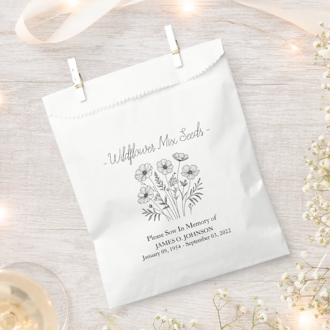 Memorial Wildflower Seed Funeral  Favour Bag (Clipped)