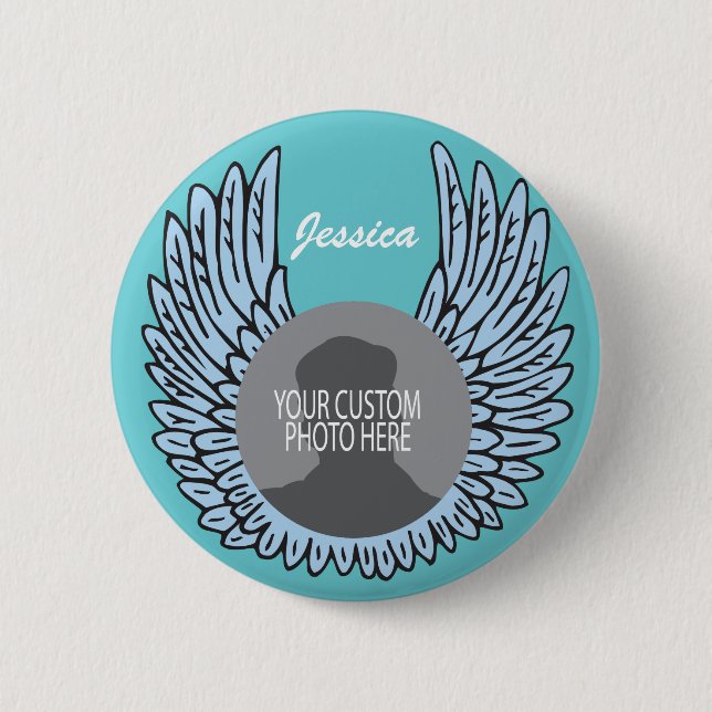 Memorial Wings Keepsake custom photo 6 Cm Round Badge (Front)