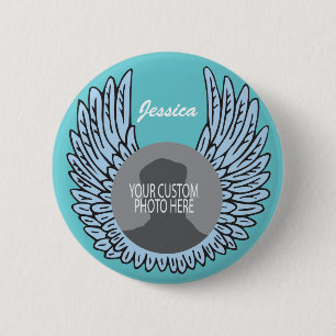 Memorial Wings Keepsake custom photo 6 Cm Round Badge