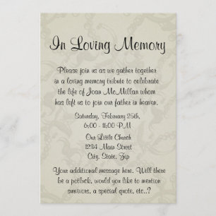 Memorial with Angel Wings and Heart Invitation