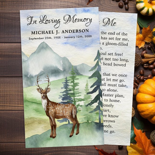 Memorial Woodland Deer Funeral Prayer Card Poem (Creator Uploaded)
