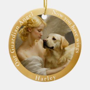 Memorial Yellow Lab Angel Art Custom Ceramic Ornament