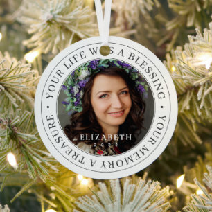 Memorial Your Life a Blessing Modern Photo Metal Tree Decoration