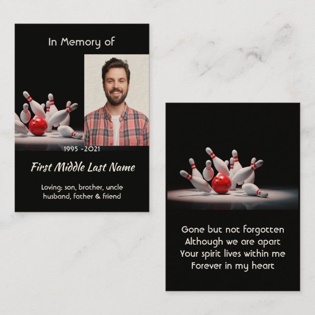 MemorialKeepsake for Bowling Bowler Business Card (Front/Back)