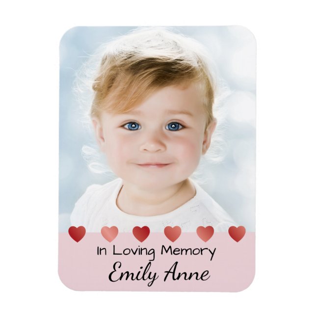 Memoriam Magnet for Little Girl with Hearts (Vertical)