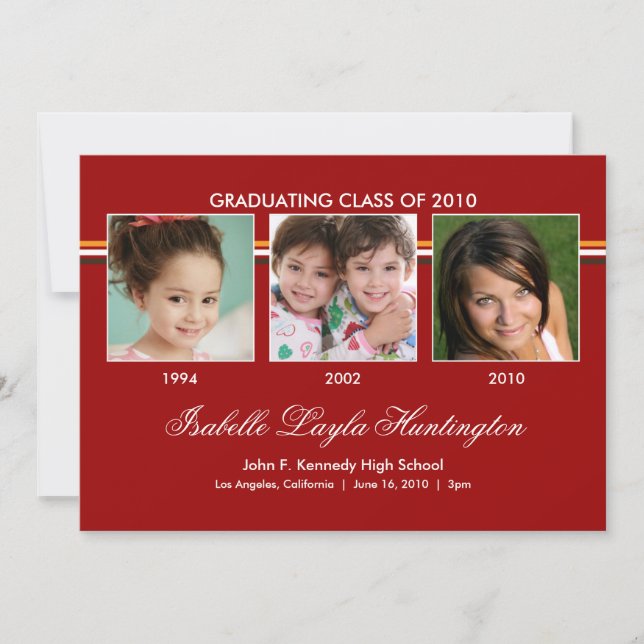 Memories 3 Photo Graduation Announcement (Front)