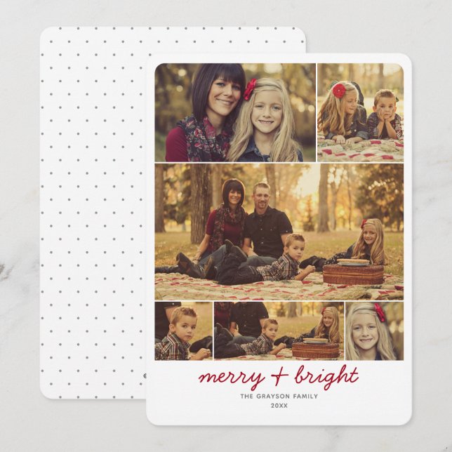 Memories 6 Photo Rounded Holiday Greeting Card (Front/Back)