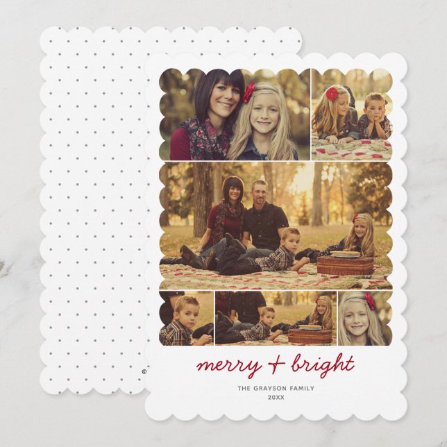 Memories 6 Photo Scalloped Holiday Greeting Card (Front/Back)
