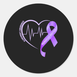 Memories alzheimer’s awareness purple ribbon classic round sticker