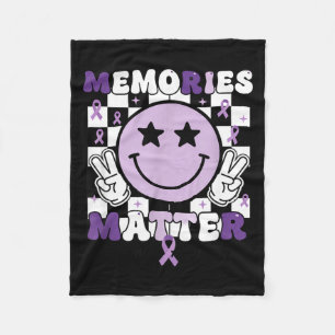Memories alzheimer's awareness purple ribbon  fleece blanket