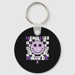 Memories alzheimer's awareness purple ribbon  key ring