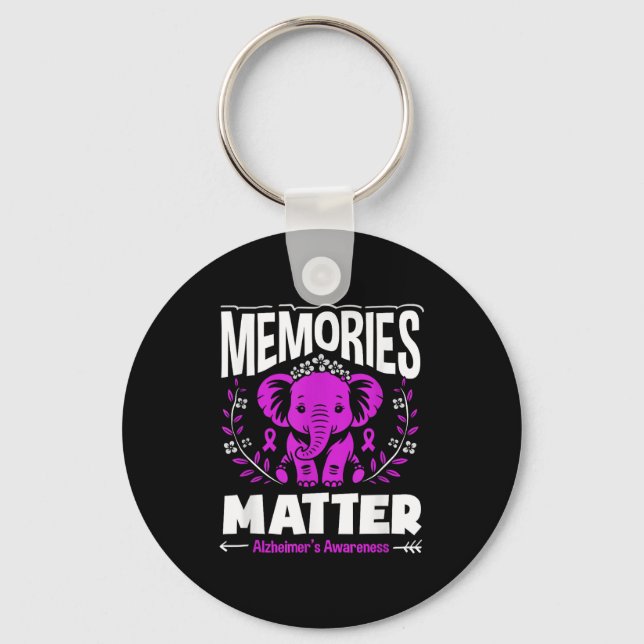 Memories alzheimer's awareness support elephant  key ring (Front)