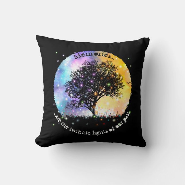 Memories are twinkle lights trees with lights cushion (Front)