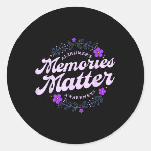 Memories Heimers Awareness Month Purple Flower Classic Round Sticker