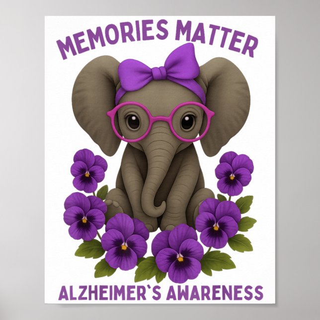 Memories Heimer's Awareness Purple Elephant Flower Poster (Front)