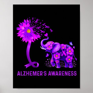 Memories Heimers Awareness Purple Elephant Flower  Poster