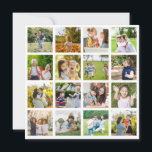 Memories in Motion: Customisable 16 Photo Collage Card<br><div class="desc">Celebrate life's special moments with our "Editable 16 Photo Collage" Wall Art. Perfect for commemorating cherished memories from Christmas, birthdays, weddings, anniversaries, graduations, Father's Day, Mother's Day, or any other special occasion, this customisable piece allows you to create a personalised and visually stunning display. Arrange and edit your photos to...</div>