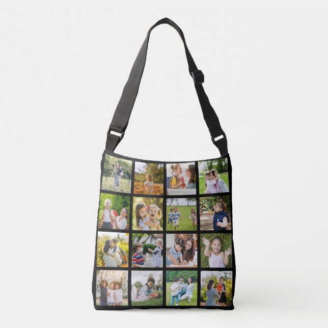 Memories in Motion: Customisable 16 Photo Collage Crossbody Bag (Front)