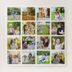 Memories in Motion: Customizable 16 Photo Collage Jigsaw Puzzle