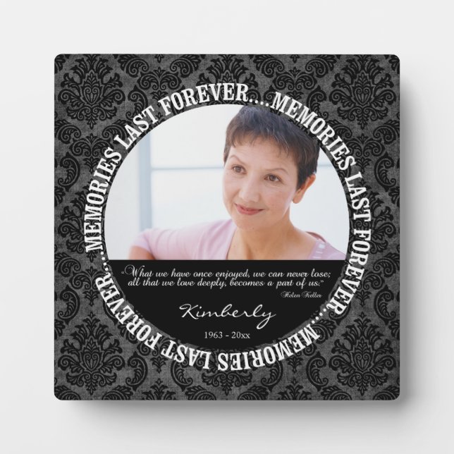 Memories Last Forever - Custom Photo/Name Plaque (Front)