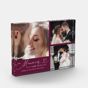 Memories Made with Love Cranberry Wedding Photo Block