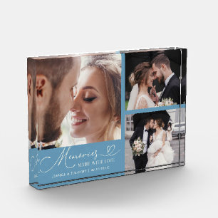 Memories Made with Love Denim Blue Wedding Photo Block