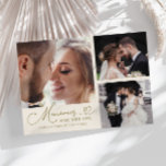 Memories Made With Love Wedding Cream Multi Photo Thank You Card<br><div class="desc">Modern and elegant wedding thank you photo card featuring a text that says "Memories made with love." You can add another photo on the back with a message. Cream.</div>