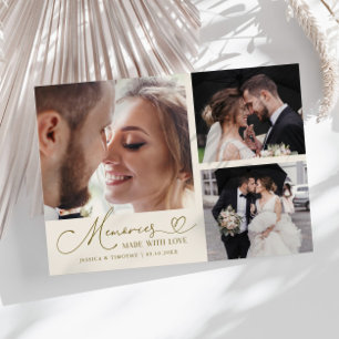 Memories Made With Love Wedding Cream Multi Photo Thank You Card