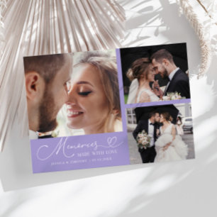 Memories Made With Love Wedding Lilac Photo Thank You Card