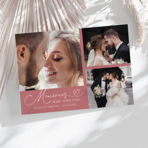 Memories Made With Love Wedding Pink Multi Photo Thank You Card