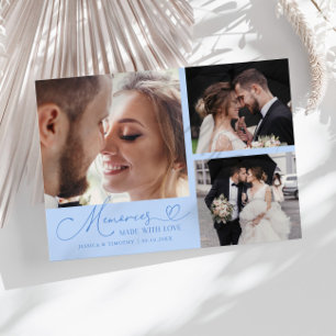 Memories Made With Love Wedding Slate Blue Photo Thank You Card