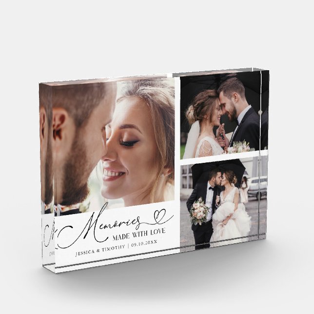 Memories Made with Love White Wedding Photo Block (Left)