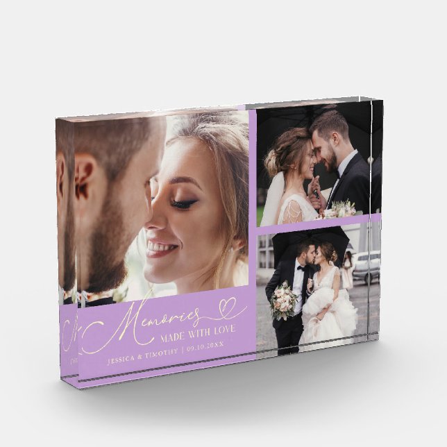 Memories Made with Love Wisteria Wedding Photo Block (Left)
