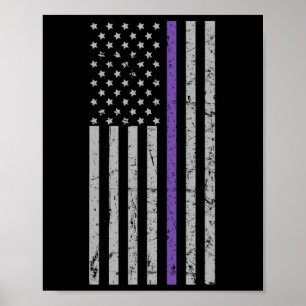 Memories Matter Alzheimer USA Flag Purple Strip  Poster
