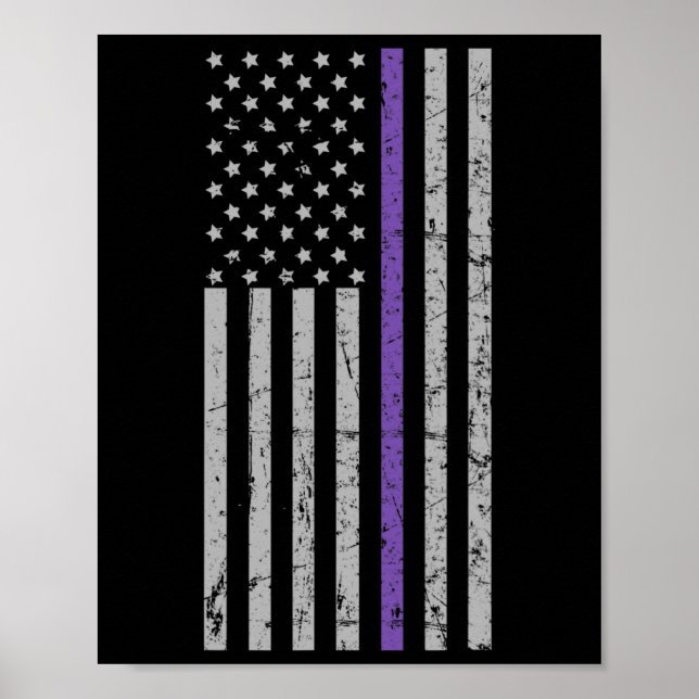 Memories Matter Alzheimer USA Flag Purple Strip  Poster (Front)