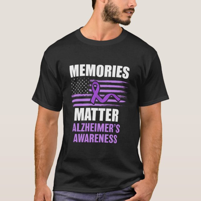 Memories Matter Alzheimer'S Awareness Purple Ribbo T-Shirt (Front)