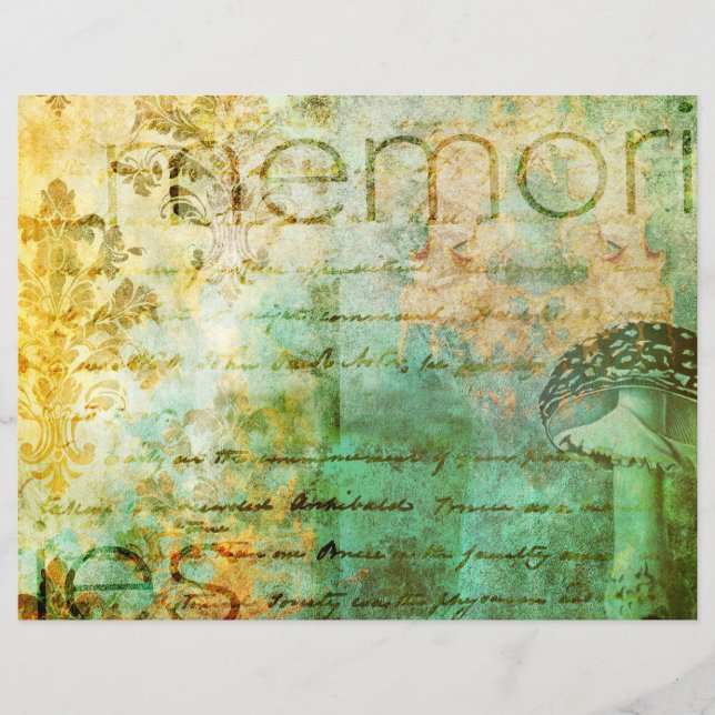 Memories mushroom and textures scrapbook paper (Front)