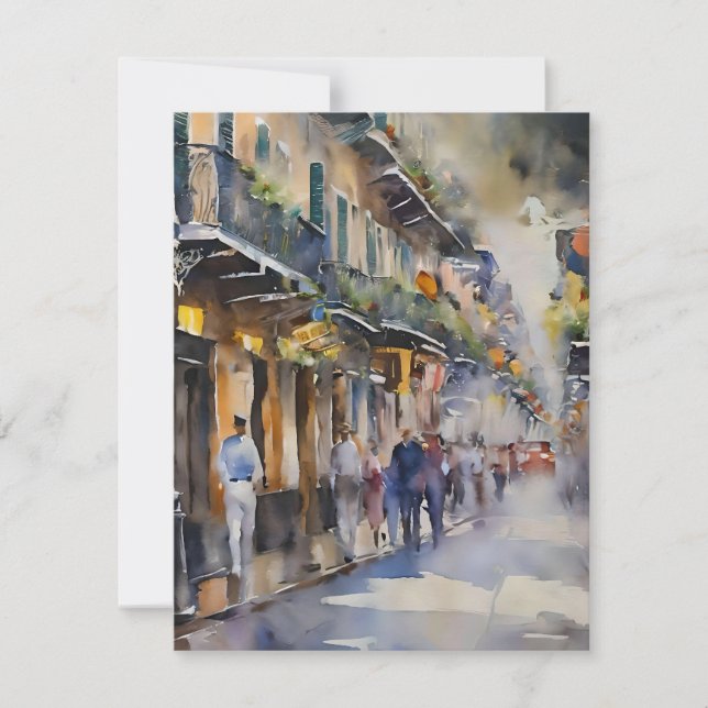 Memories of New Orleans - Bourbon Street F Holiday Card (Front)