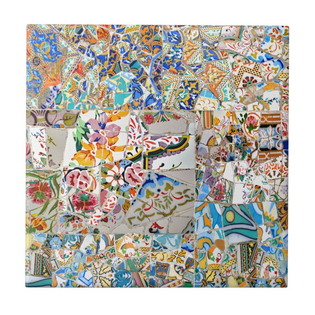 Memories. Park Güell. Great Mosaic. Part 1. Ceramic Tile (Front)