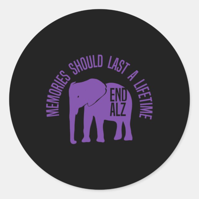 Memories Problem Purple Elephant And Text Heimerhe Classic Round Sticker (Front)