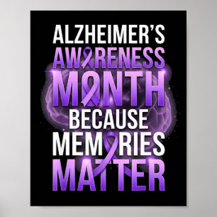 Memories purple ribbon alzheimer’s awareness month poster