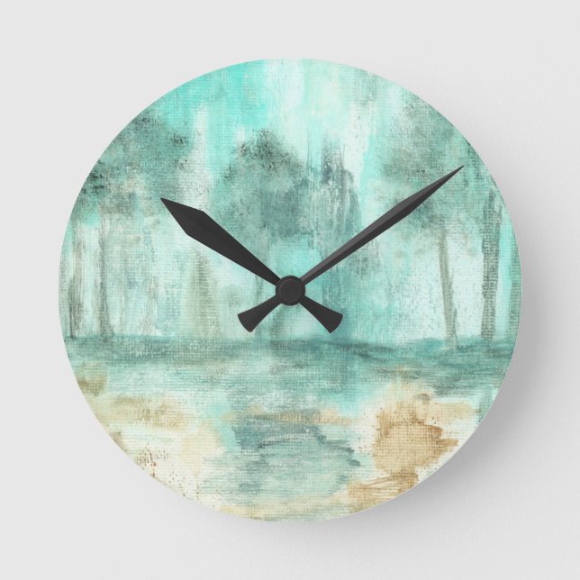 Memory,Abstract Art Landscape Trees Painting Round Clock (Front)