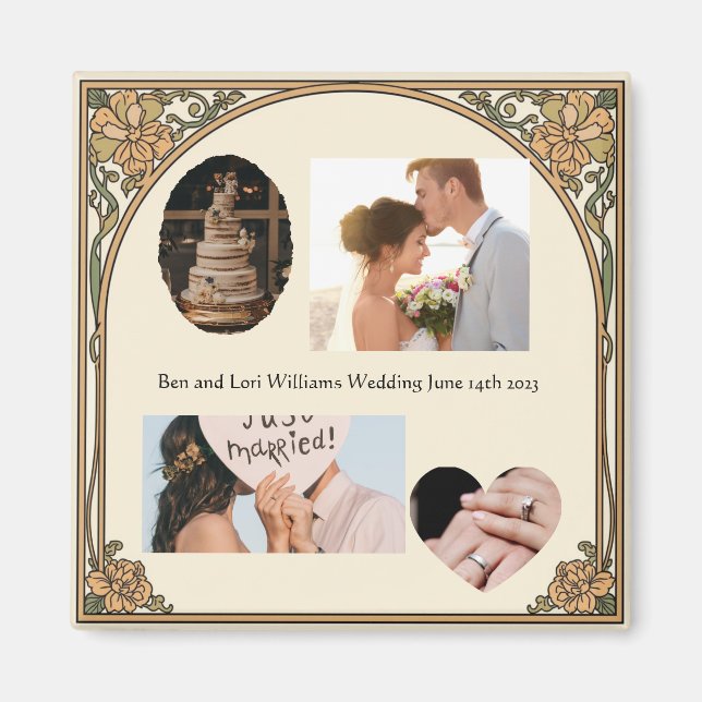 Memory Anchor Four Photo Text Wedding Arch Magnet (Front)